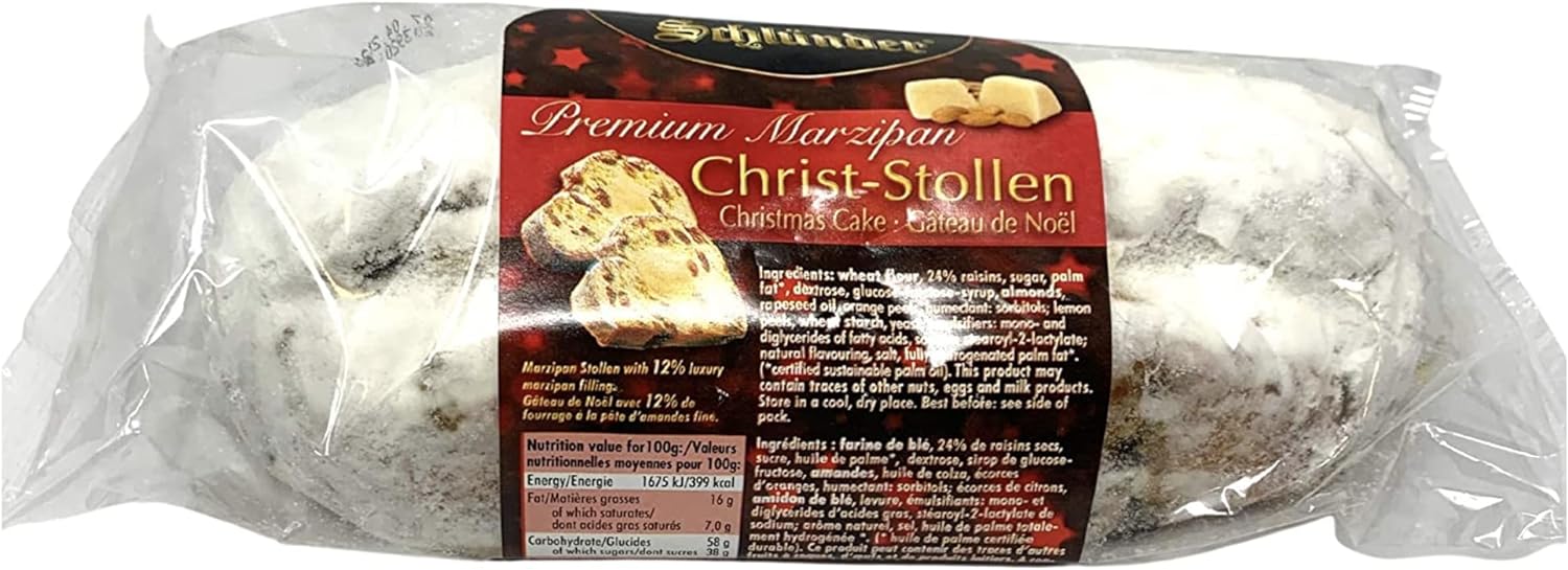 Schlunder Premium Marzipan Christ-Stollen Cello 17.6oz.